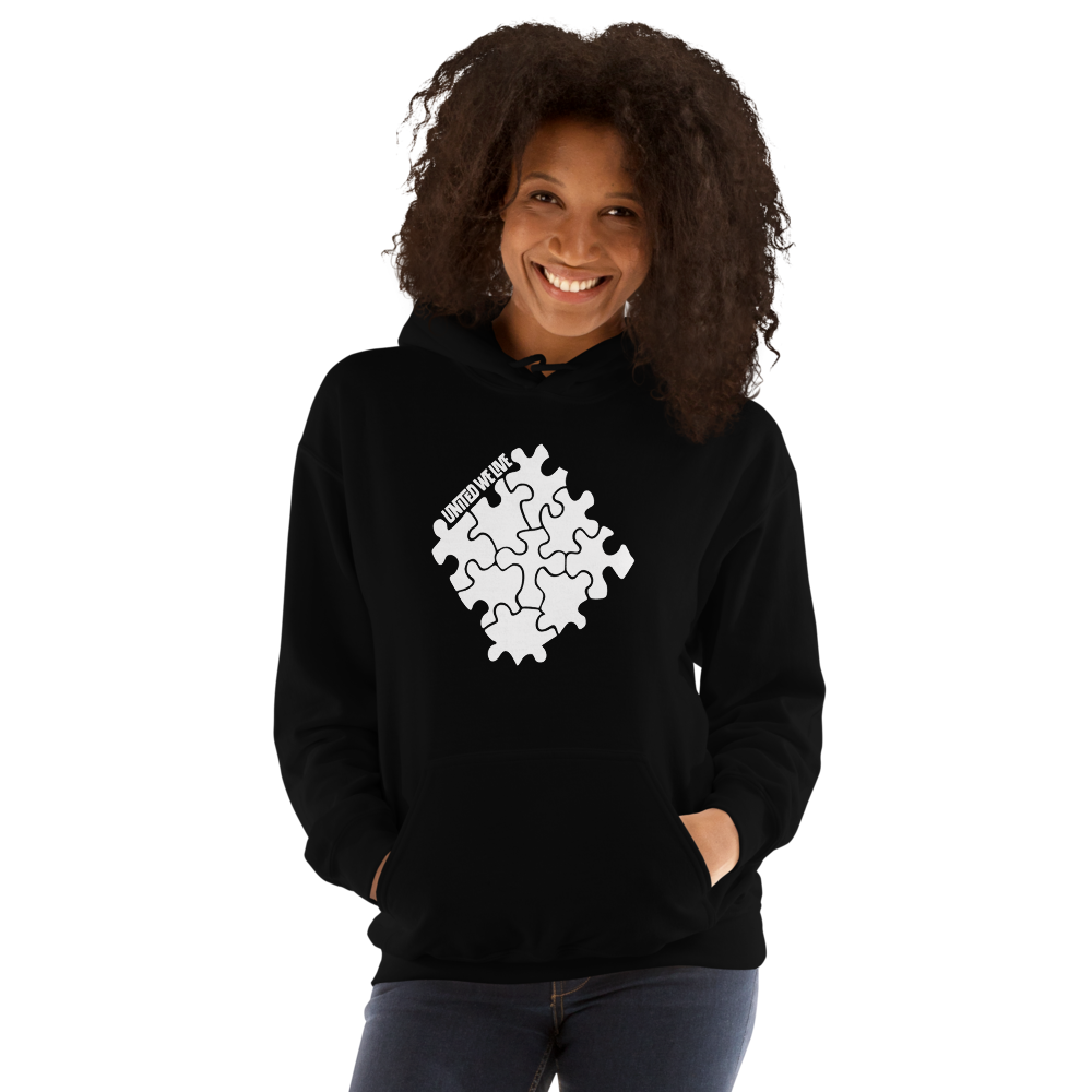 United We Live Black Hoodie White Logo
